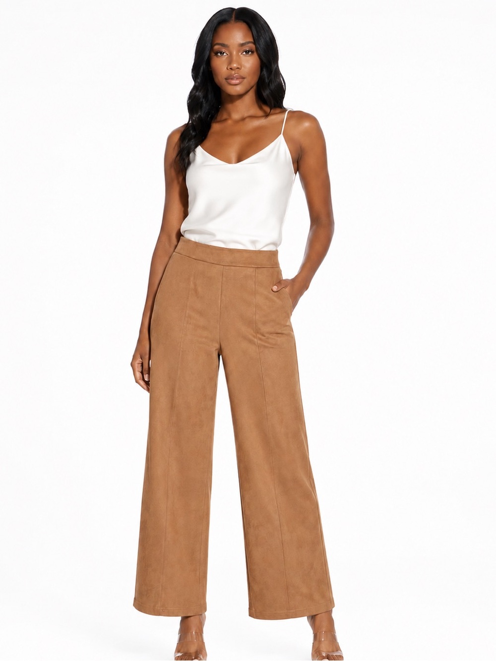 Bagatelle Collection Faux Suede Wide Leg Pull-On Pants